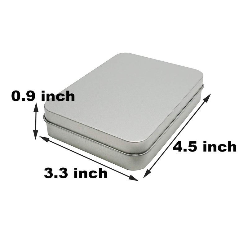 Hulless 6 Pcs Metal Hinged Tin Box Container Mini Portable Small Storage Container Kit with Lid for Home Storage 4.5x3.3x0.9 Inch, Silver - Image 2